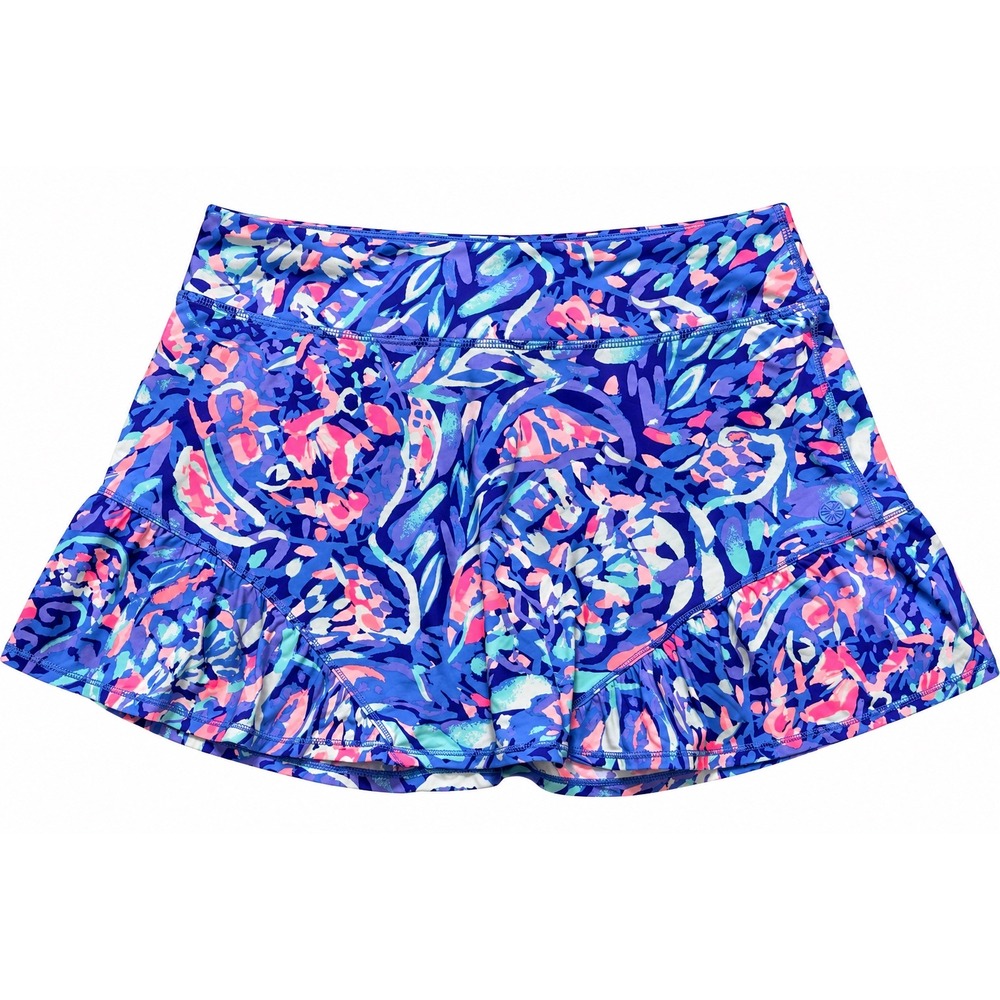 Lilly Pulitzer Luxletic Skort M Blue Floral Tennis Golf Pickleball Preppy UPF